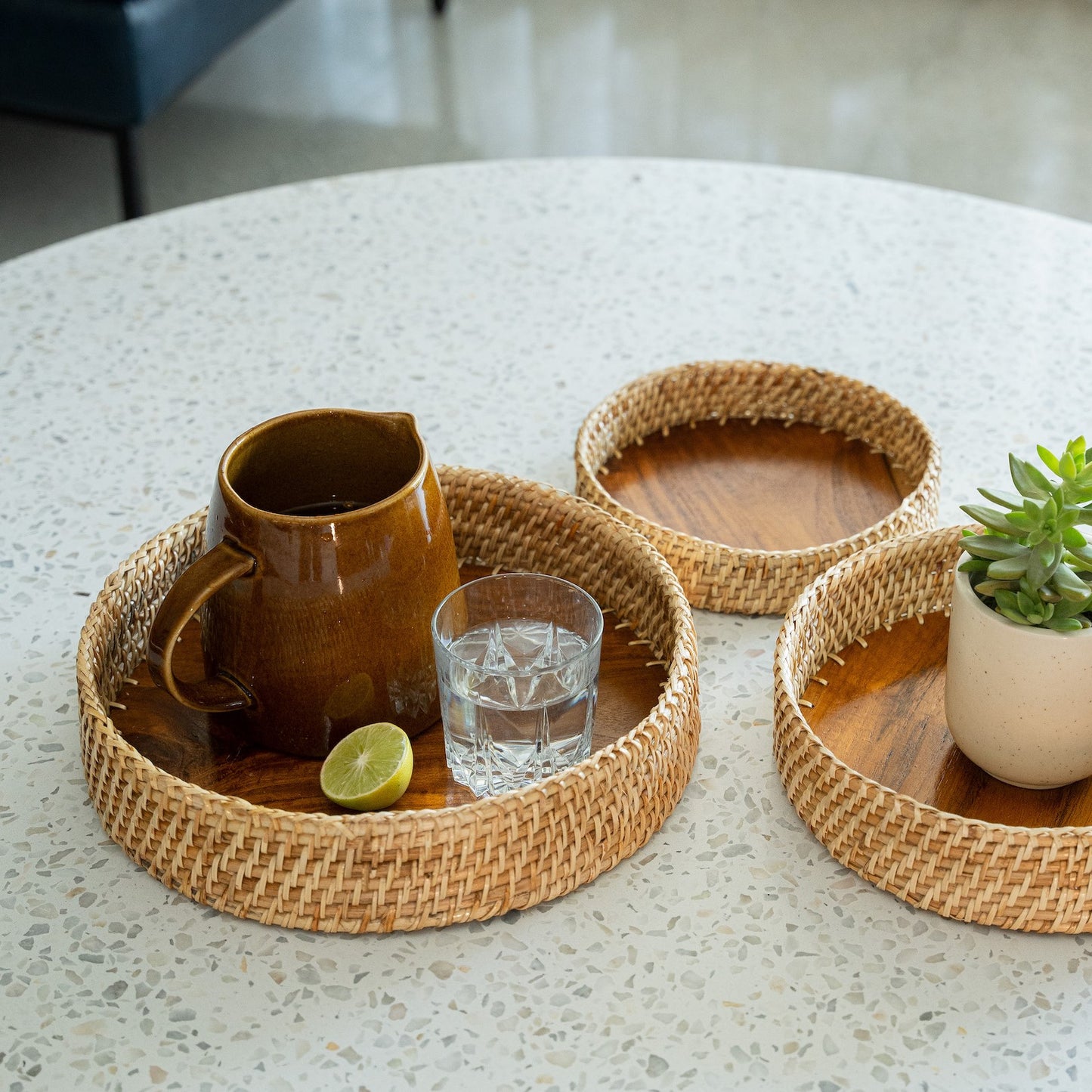 Round Cane Tray