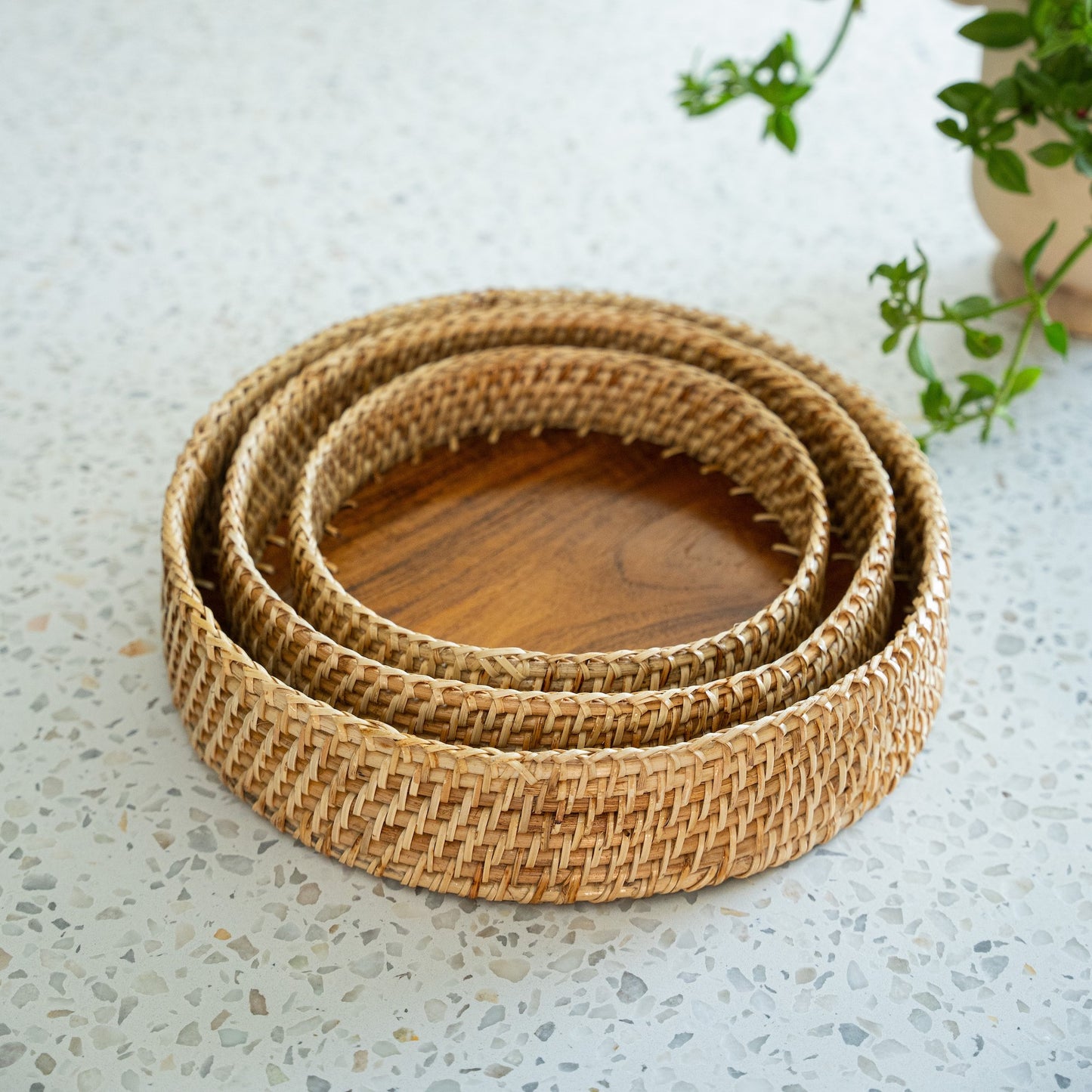 Round Cane Tray