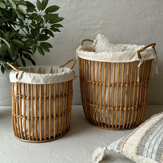 Natural Open Weave Laundry Basket
