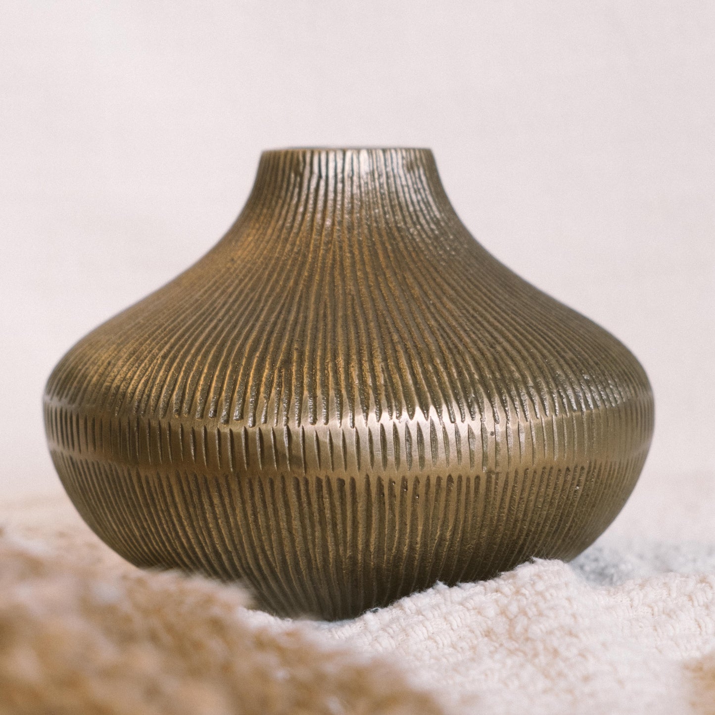 Ribbed Vase - Antique Gold